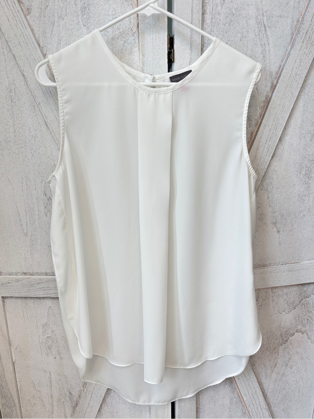 Vince Camuto Shirred-Neck Sleeveless Blouse Women’s Size Large White Office